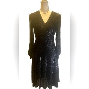 Tahari ASL Sequin Surplus Wrap Dress